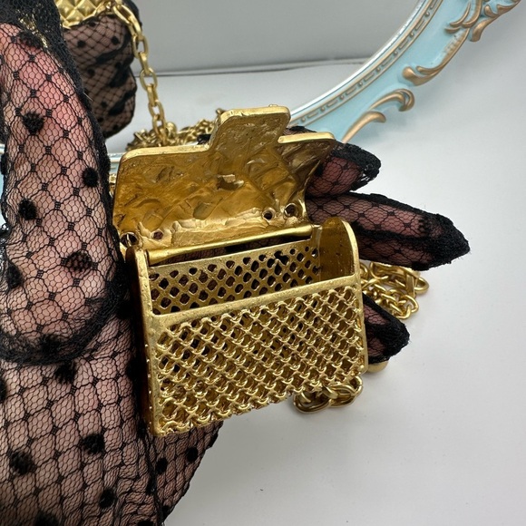 Anthropologie Fashion Tassel Silver Chain Belt with mini Bag Trendy! - Picture 8 of 16